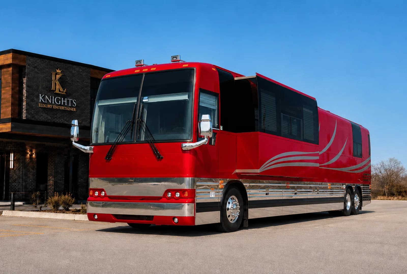 Brookland, a Prevost entertainer coach in the Knights Coaches fleet