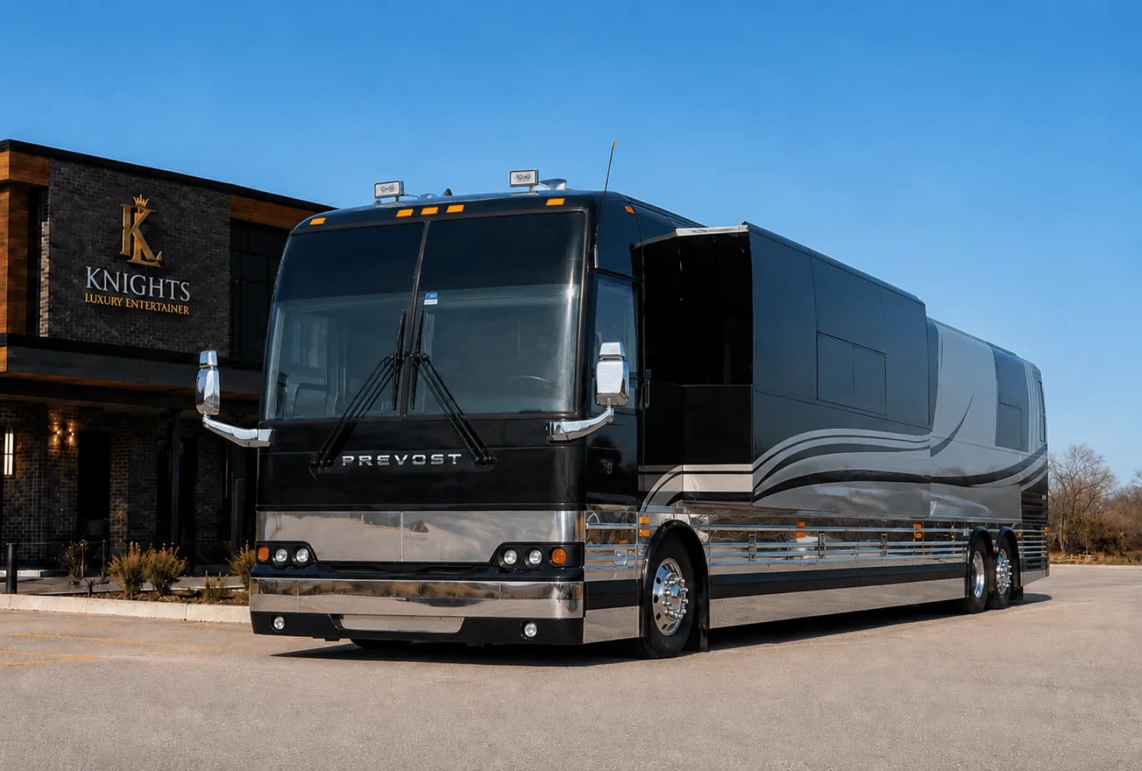 Chief, a Prevost entertainer coach in the Knights Coaches fleet