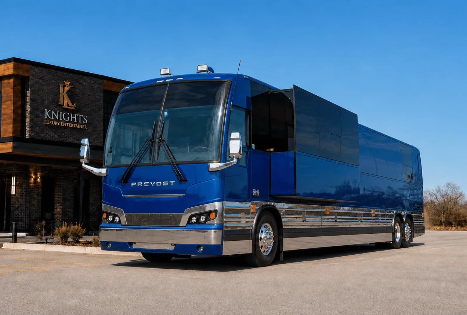 Jayhawk, a Prevost entertainer coach in the Knights Coaches fleet