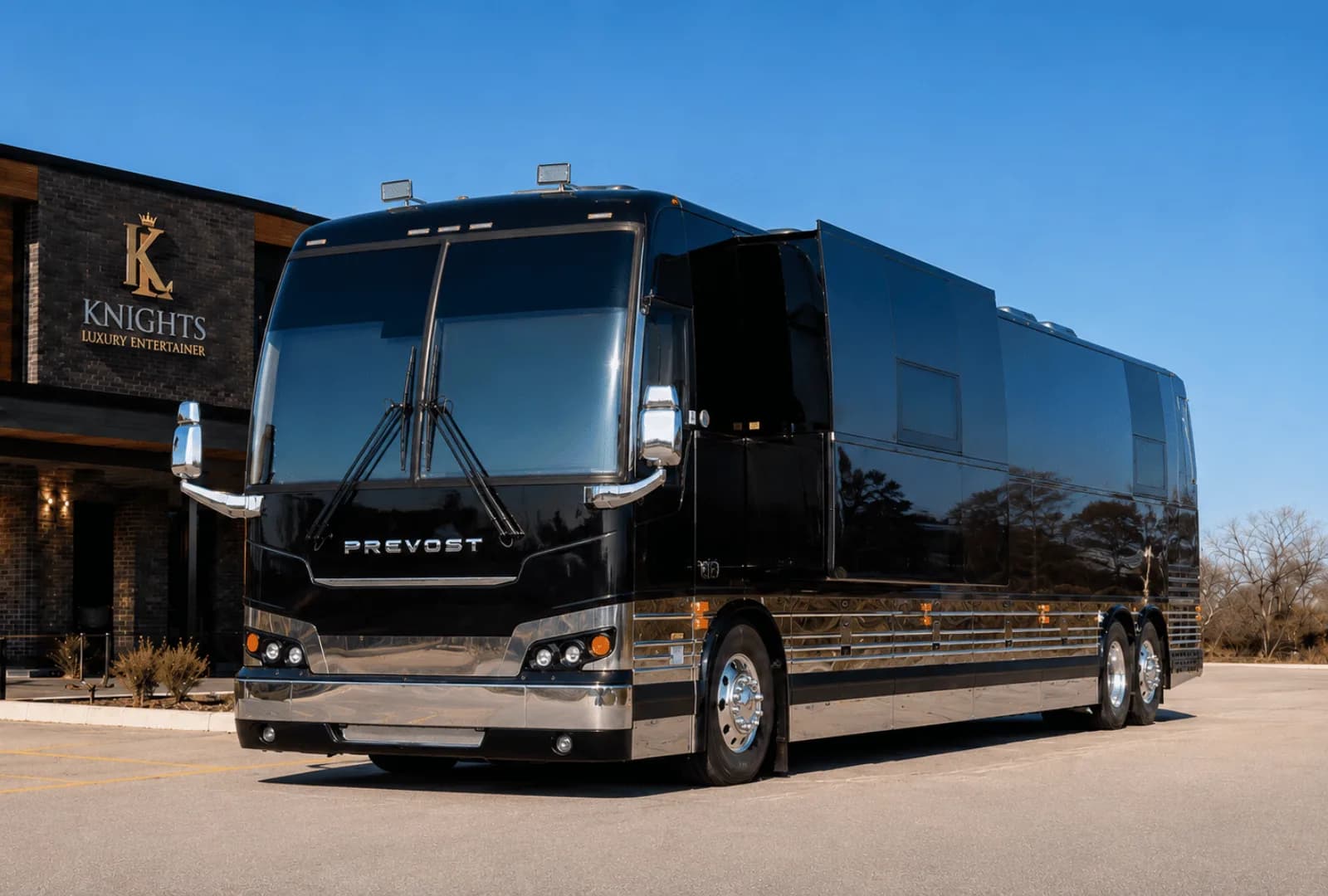 Midnight, a Prevost entertainer coach in the Knights Coaches fleet