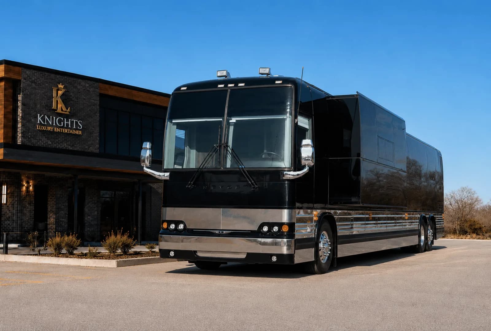 Paladin, a Prevost entertainer coach in the Knights Coaches fleet