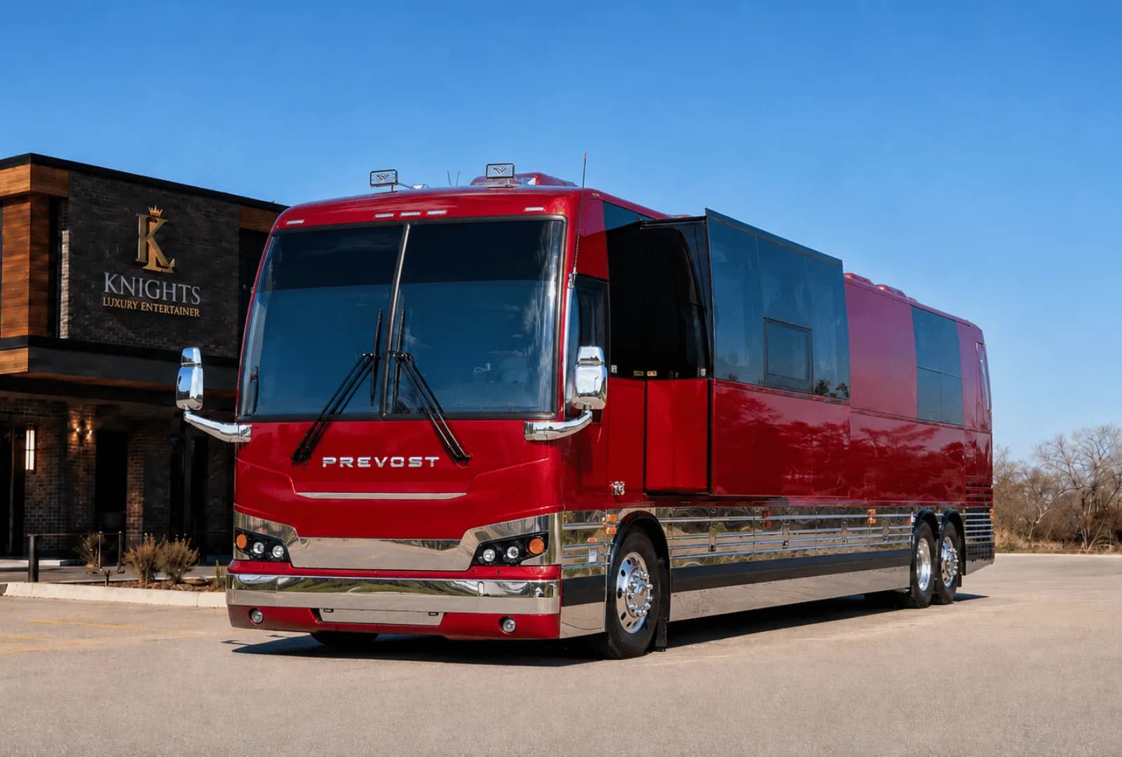 Ruby, a Prevost entertainer coach in the Knights Coaches fleet