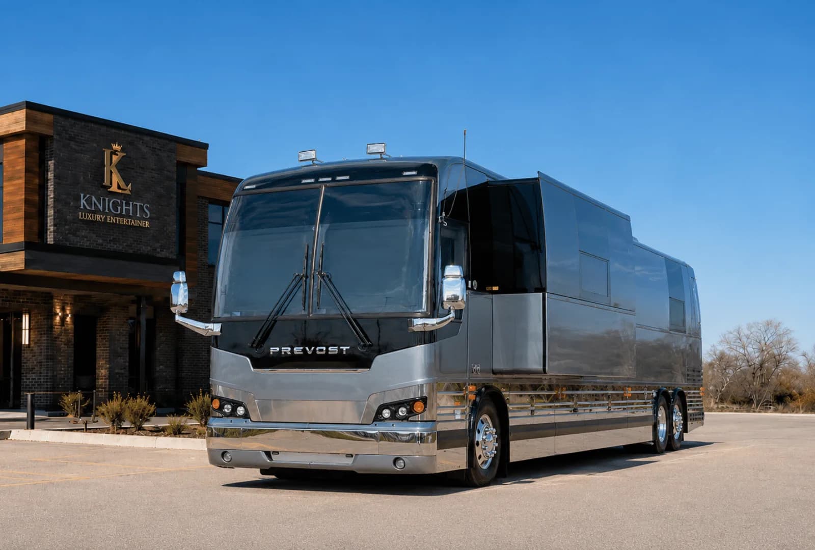 Tin Man, a Prevost entertainer coach in the Knights Coaches fleet