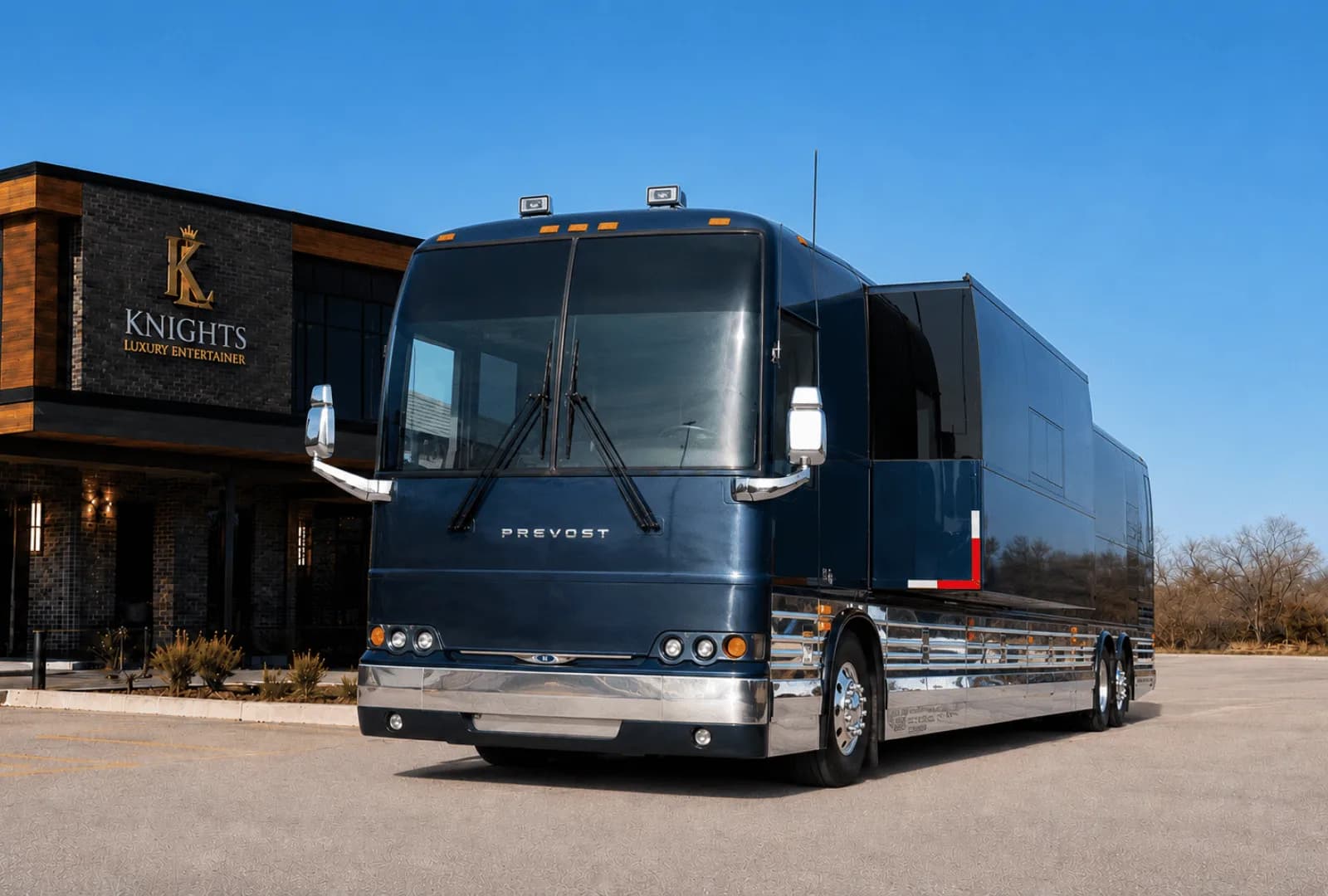 Wisdom, a Prevost entertainer coach in the Knights Coaches fleet