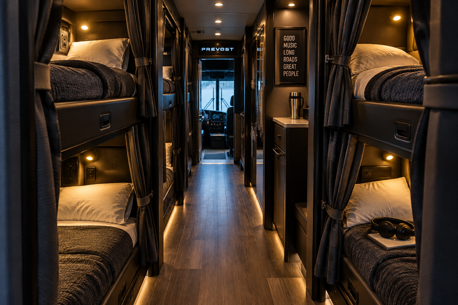 Sleep in a Tour Bus Bunk