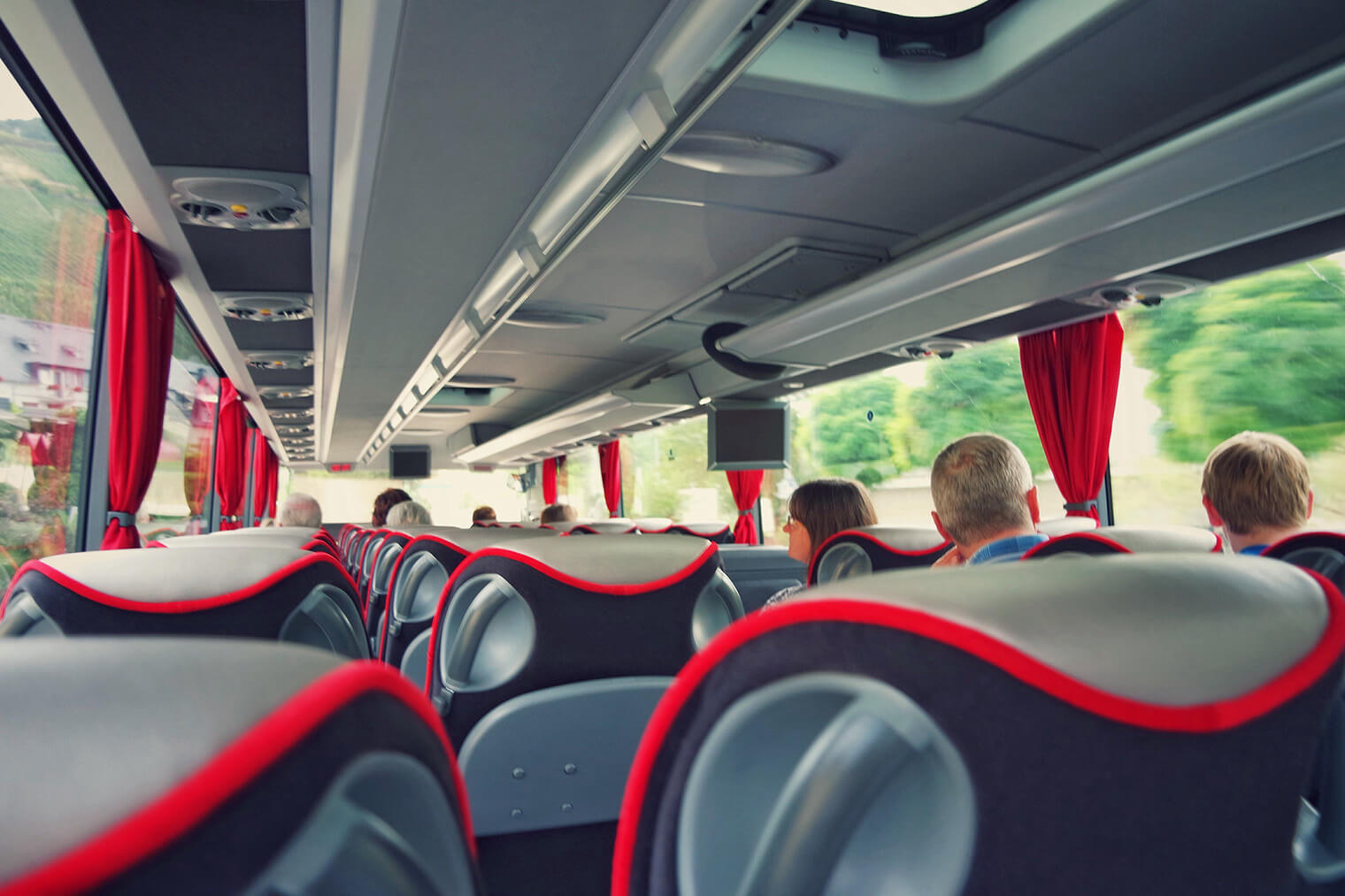 A group travelling together on a chartered bus