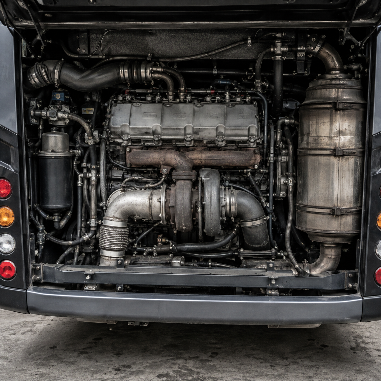Diesel Engine Bay Exposed