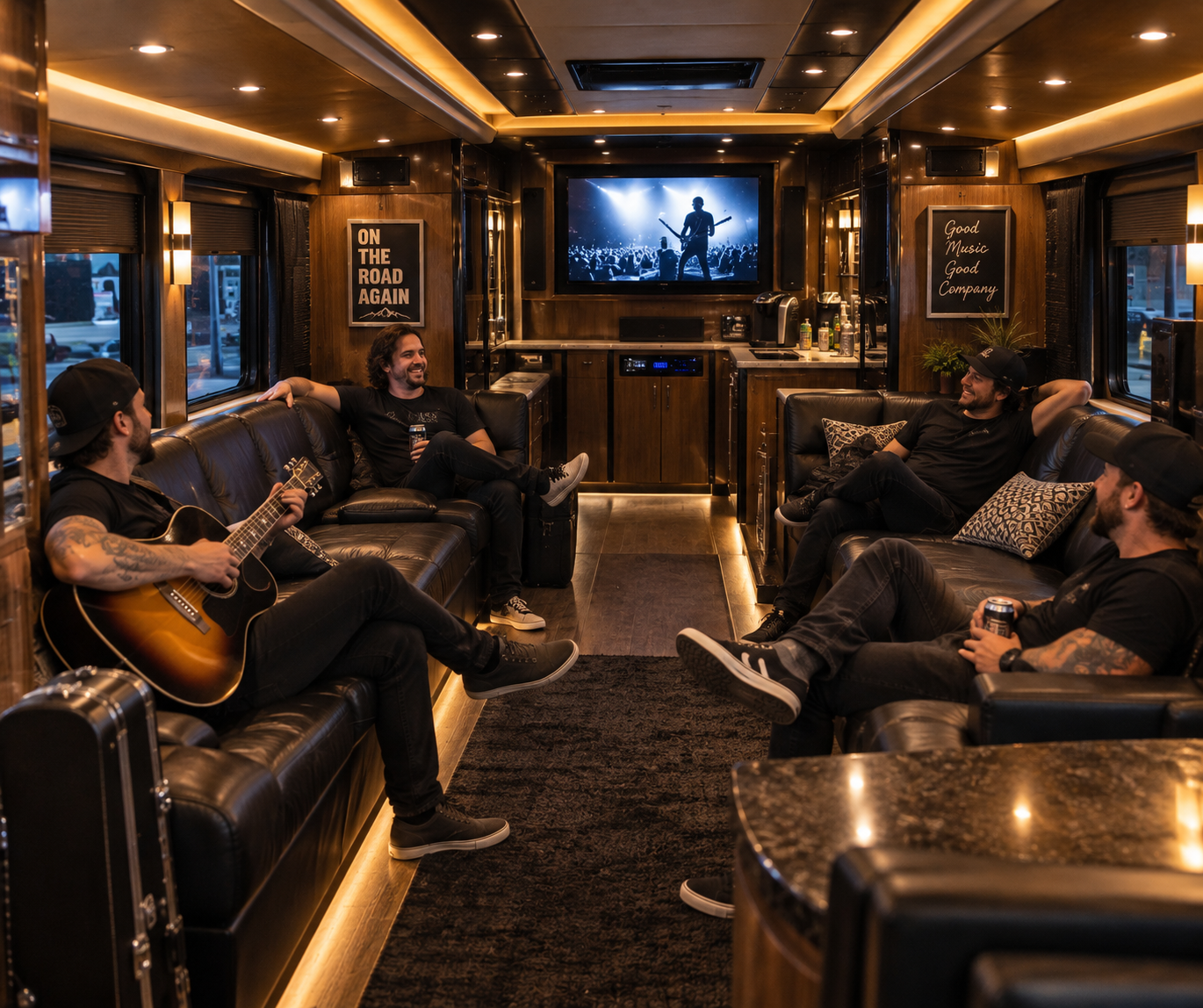People Sleep on a Tour Bus