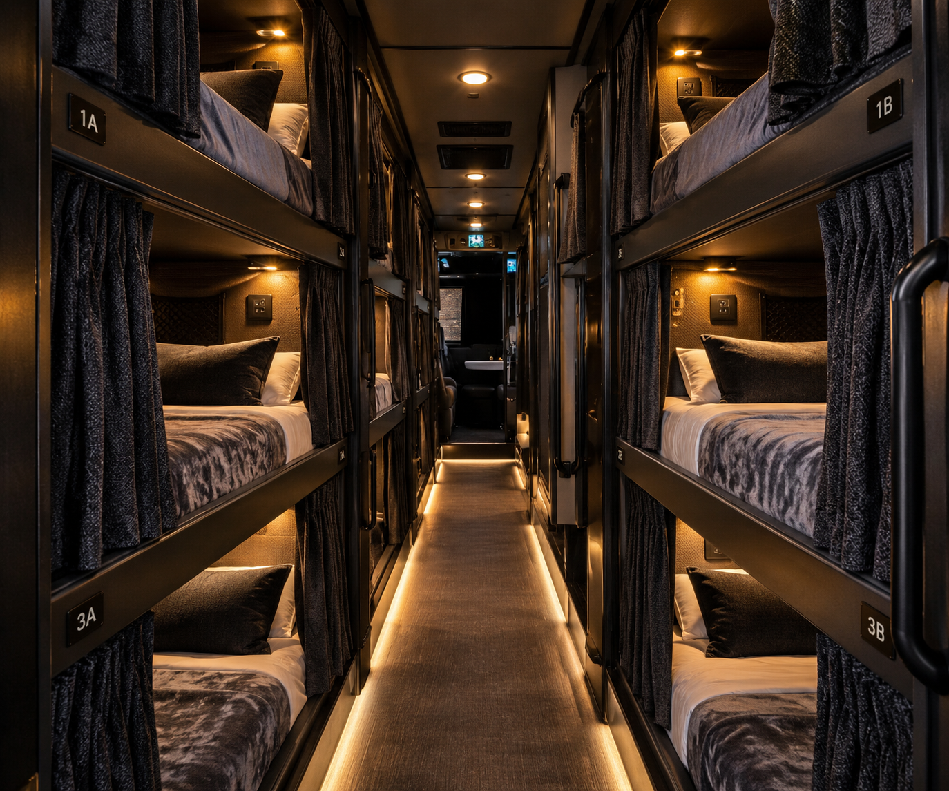 People Sleep on a Tour Bus