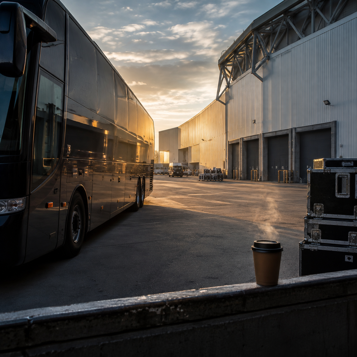 Sunrise Service Lot with Steaming Coffee