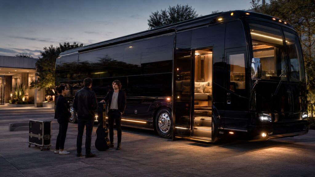 Solo Artist Tour Bus Rental Private Prevost Coaches for Singers and Musicians